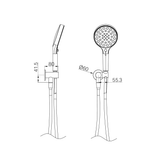 A line drawing of Nero Tapware's Serenity Hand Held Shower Brushed Gold