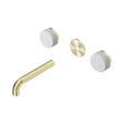An image of Nero Tapware's Serenity Wall Basin Set 160mm Spout With Carrara Handle Trim Kit Only Brushed Gold