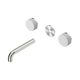 An image of Nero Tapware's Serenity Wall Basin Set 160mm Spout With Carrara Handle Trim Kit Only Brushed Nickel