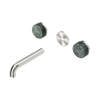 An image of Nero Tapware's Serenity Wall Basin Set 160mm Spout With Verde Alpi Handle Trim Kit Only Brushed Nickel