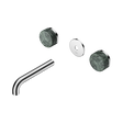 An image of Nero Tapware's Serenity Wall Basin Set 160mm Spout With Verde Alpi Handle Trim Kit Only Chrome