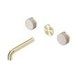 An image of Nero Tapware's Serenity Wall Basin Set 160mm Spout With Rome Travertine Handle Trim Kit Only Brushed Gold