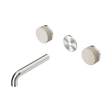 An image of Nero Tapware's Serenity Wall Basin Set 160mm Spout With Rome Travertine Handle Trim Kit Only Brushed Nickel