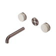 An image of Nero Tapware's Serenity Wall Basin Set 160mm Spout With Rome Travertine Handle Trim Kit Only Brushed Bronze