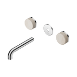 An image of Nero Tapware's Serenity Wall Basin Set 160mm Spout With Rome Travertine Handle Trim Kit Only Chrome