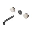 An image of Nero Tapware's Serenity Wall Basin Set 160mm Spout With Rome Travertine Handle Trim Kit Only Gun Metal