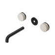 An image of Nero Tapware's Serenity Wall Basin Set 160mm Spout With Rome Travertine Handle Trim Kit Only Matt Black