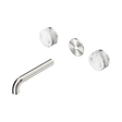 An image of Nero Tapware's Serenity Wall Basin Set 160mm Spout With Arabescato Corchia Handle Trim Kit Only Brushed Nickel