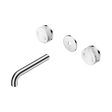 An image of Nero Tapware's Serenity Wall Basin Set 160mm Spout With Arabescato Corchia Handle Trim Kit Only Chrome