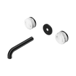 An image of Nero Tapware's Serenity Wall Basin Set 160mm Spout With Arabescato Corchia Handle Trim Kit Only Matt Black