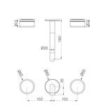 A line drawing of Nero Tapware's Serenity Wall Basin Set 160mm Spout With Arabescato Corchia Handle Trim Kit Only Matt Black