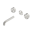An image of Nero Tapware's Serenity Wall Basin Set 160mm Spout With Metal Handle Trim Kit Only Brushed Nickel