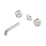 An image of Nero Tapware's Serenity Wall Basin Set 160mm Spout With Metal Handle Trim Kit Only Brushed Nickel