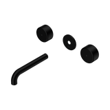 An image of Nero Tapware's Serenity Wall Basin Set 160mm Spout With Metal Handle Trim Kit Only Matt Black