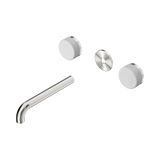 An image of Nero Tapware's Serenity Wall Basin Set 185mm Spout With Carrara Handle Trim Kit Only Brushed Nickel