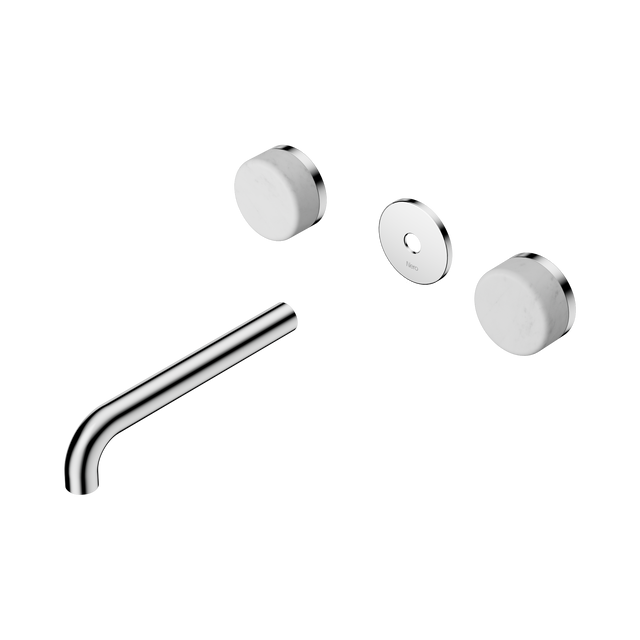 An image of Nero Tapware's Serenity Wall Basin Set 185mm Spout With Carrara Handle Trim Kit Only Chrome