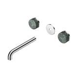An image of Nero Tapware's Serenity Wall Basin Set 185mm Spout With Verde Alpi Handle Trim Kit Only Chrome
