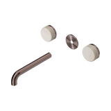 An image of Nero Tapware's Serenity Wall Basin Set 185mm Spout With Rome Travertine Handle Trim Kit Only Brushed Bronze