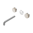An image of Nero Tapware's Serenity Wall Basin Set 185mm Spout With Rome Travertine Handle Trim Kit Only Chrome