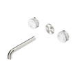 An image of Nero Tapware's Serenity Wall Basin Set 185mm Spout With Arabescato Corchia Handle Trim Kit Only Brushed Nickel