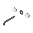 An image of Nero Tapware's Serenity Wall Basin Set 185mm Spout With Arabescato Corchia Handle Trim Kit Only Gun Metal