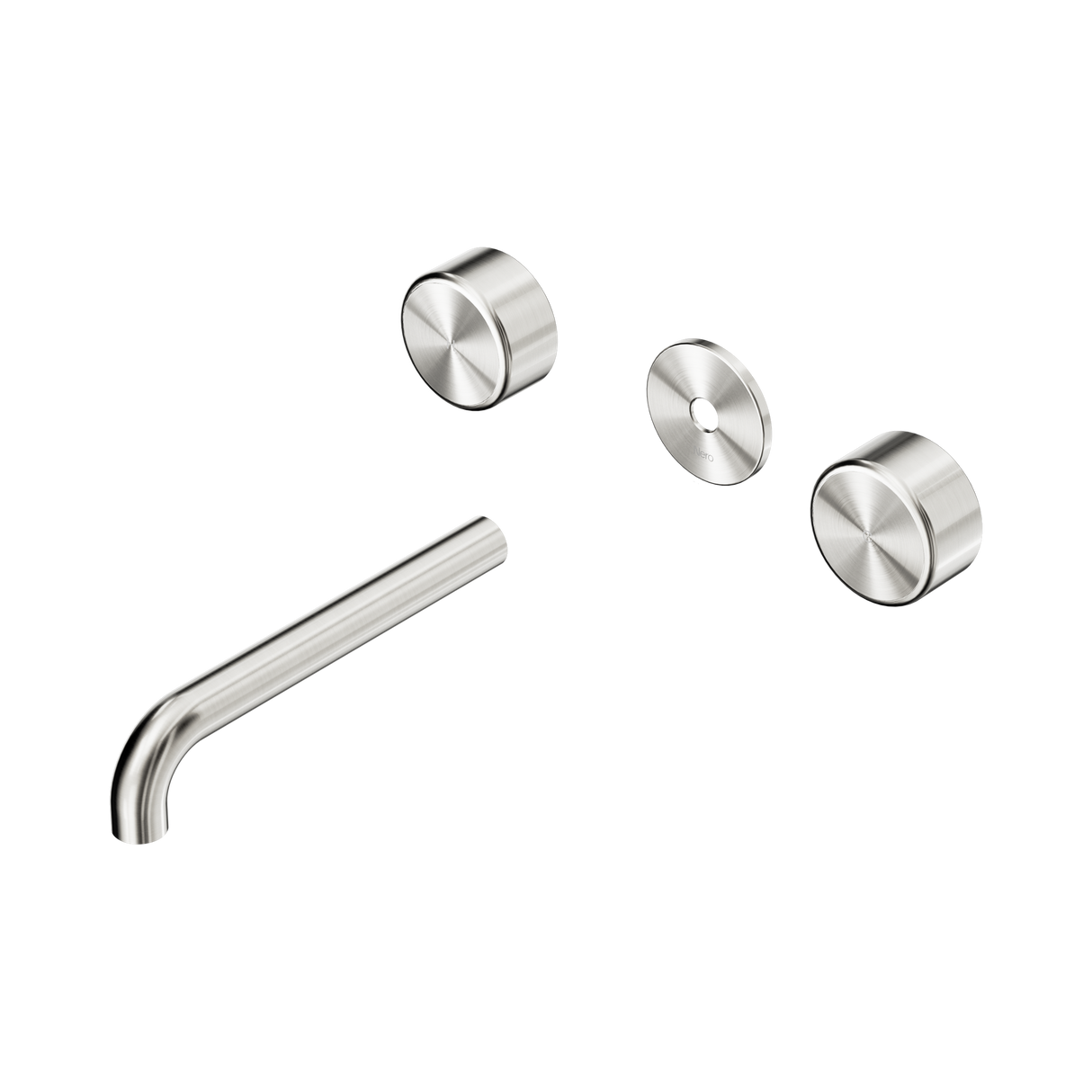 An image of Nero Tapware's Serenity Wall Basin Set 185mm Spout With Metal Handle Trim Kit Only Brushed Nickel