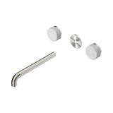 An image of Nero Tapware's Serenity Wall Basin Set 220mm Spout With Carrara Handle Trim Kit Only Brushed Nickel