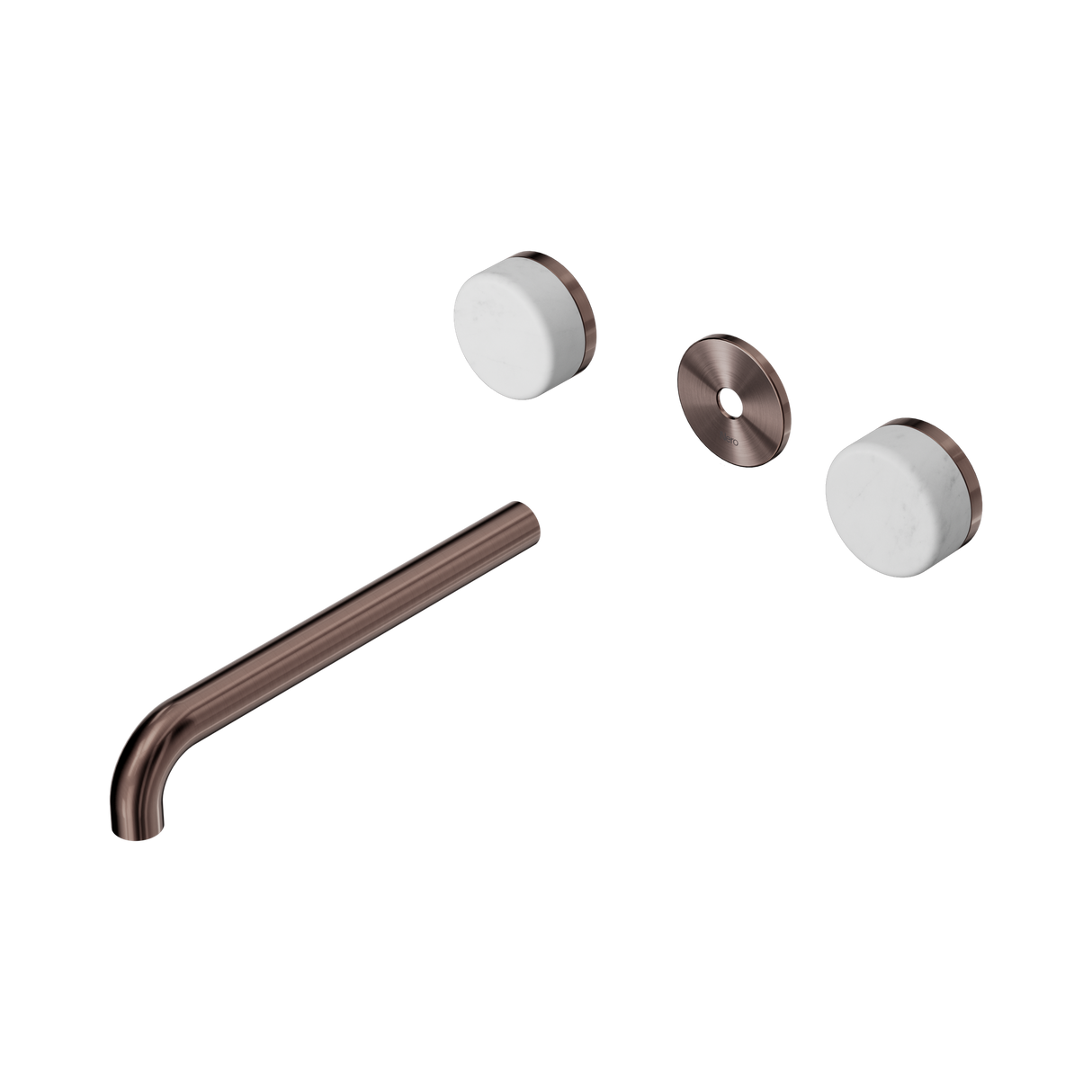 An image of Nero Tapware's Serenity Wall Basin Set 220mm Spout With Carrara Handle Trim Kit Only Brushed Bronze