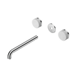 An image of Nero Tapware's Serenity Wall Basin Set 220mm Spout With Carrara Handle Trim Kit Only Chrome