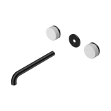 An image of Nero Tapware's Serenity Wall Basin Set 220mm Spout With Carrara Handle Trim Kit Only Matt Black