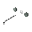 An image of Nero Tapware's Serenity Wall Basin Set 220mm Spout With Verde Alpi Handle Trim Kit Only Chrome