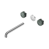 An image of Nero Tapware's Serenity Wall Basin Set 220mm Spout With Verde Alpi Handle Trim Kit Only Chrome