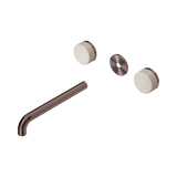 An image of Nero Tapware's Serenity Wall Basin Set 220mm Spout With Rome Travertine Handle Trim Kit Only Brushed Bronze