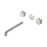 An image of Nero Tapware's Serenity Wall Basin Set 220mm Spout With Rome Travertine Handle Trim Kit Only Chrome