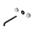 An image of Nero Tapware's Serenity Wall Basin Set 220mm Spout With Rome Travertine Handle Trim Kit Only Matt Black