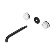 An image of Nero Tapware's Serenity Wall Basin Set 220mm Spout With Arabescato Corchia Handle Trim Kit Only Matt Black