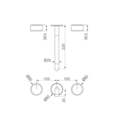 A line drawing of Nero Tapware's Serenity Wall Basin Set 220mm Spout With Metal Handle Trim Kit Only Brushed Bronze