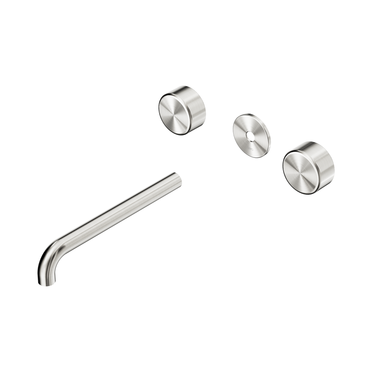 An image of Nero Tapware's Serenity Wall Basin Set 220mm Spout With Metal Handle Trim Kit Only Brushed Nickel