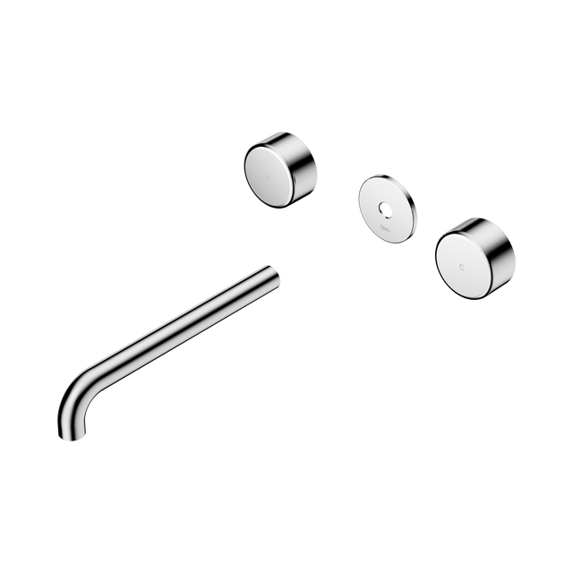 An image of Nero Tapware's Serenity Wall Basin Set 220mm Spout With Metal Handle Trim Kit Only Chrome