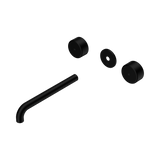 An image of Nero Tapware's Serenity Wall Basin Set 220mm Spout With Metal Handle Trim Kit Only Matt Black