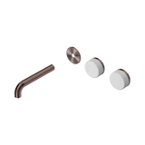 An image of Nero Tapware's Serenity Wall Basin Set 160mm Offset Spout With Carrara Handle Trim Kit Only Brushed Bronze