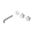 An image of Nero Tapware's Serenity Wall Basin Set 160mm Offset Spout With Carrara Handle Trim Kit Only Chrome