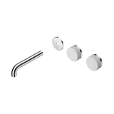 An image of Nero Tapware's Serenity Wall Basin Set 160mm Offset Spout With Carrara Handle Trim Kit Only Chrome