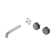 An image of Nero Tapware's Serenity Wall Basin Set 160mm Offset Spout With Verde Alpi Handle Trim Kit Only Brushed Nickel