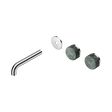 An image of Nero Tapware's Serenity Wall Basin Set 160mm Offset Spout With Verde Alpi Handle Trim Kit Only Chrome