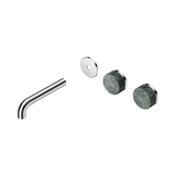 An image of Nero Tapware's Serenity Wall Basin Set 160mm Offset Spout With Verde Alpi Handle Trim Kit Only Chrome
