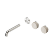 An image of Nero Tapware's Serenity Wall Basin Set 160mm Offset Spout With Rome Travertine Handle Trim Kit Only Brushed Nickel