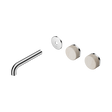 An image of Nero Tapware's Serenity Wall Basin Set 160mm Offset Spout With Rome Travertine Handle Trim Kit Only Chrome
