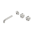 An image of Nero Tapware's Serenity Wall Basin Set 160mm Offset Spout With Metal Handle Trim Kit Only Brushed Nickel