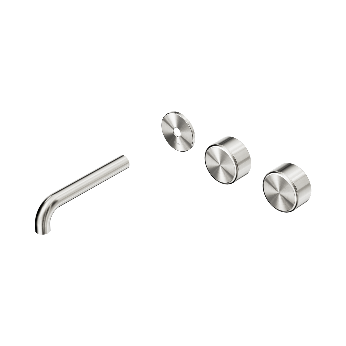 An image of Nero Tapware's Serenity Wall Basin Set 160mm Offset Spout With Metal Handle Trim Kit Only Brushed Nickel